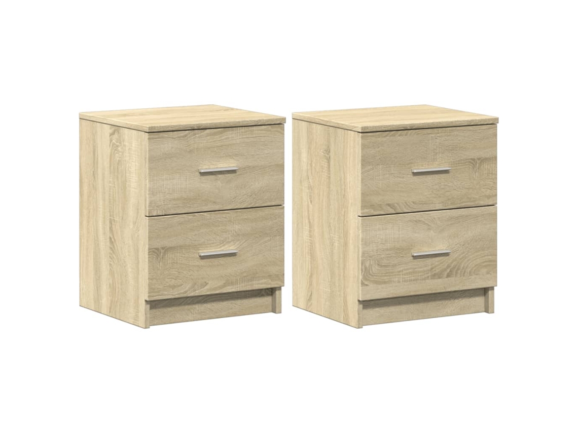 Maison Exclusive - Mesitas De Noche 2 Uds Con 2 Cajones Roble Sonoma 40x36x50 Cm