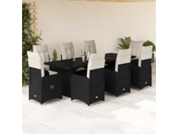 Conjunto de bistró de jardín de 9 piezas DKD Home Decor con cojines de mimbre negros