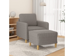 Sillón De Salón | Silla | Sillón Con Taburete Tela Gris Taupe 60 Cm Wsd778140
