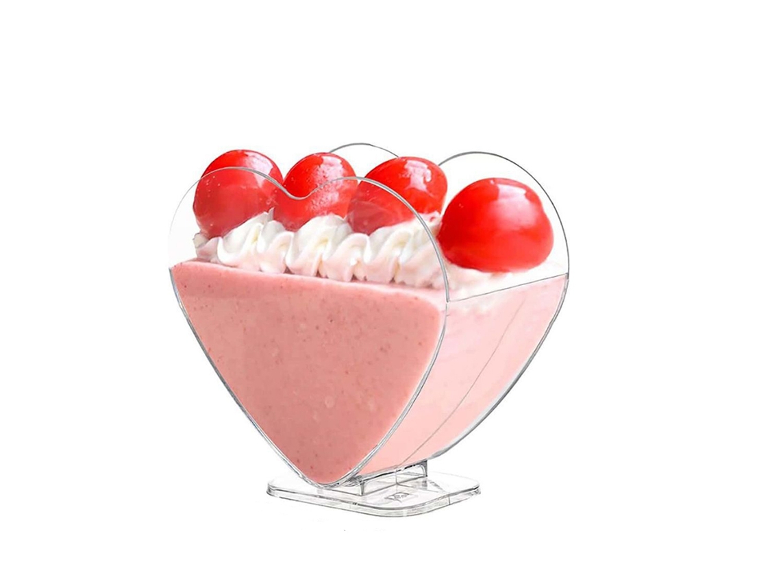 10 Vasos De Postre De Plástico De 70 Ml, Recipientes Dispensadores Con Forma De Corazón