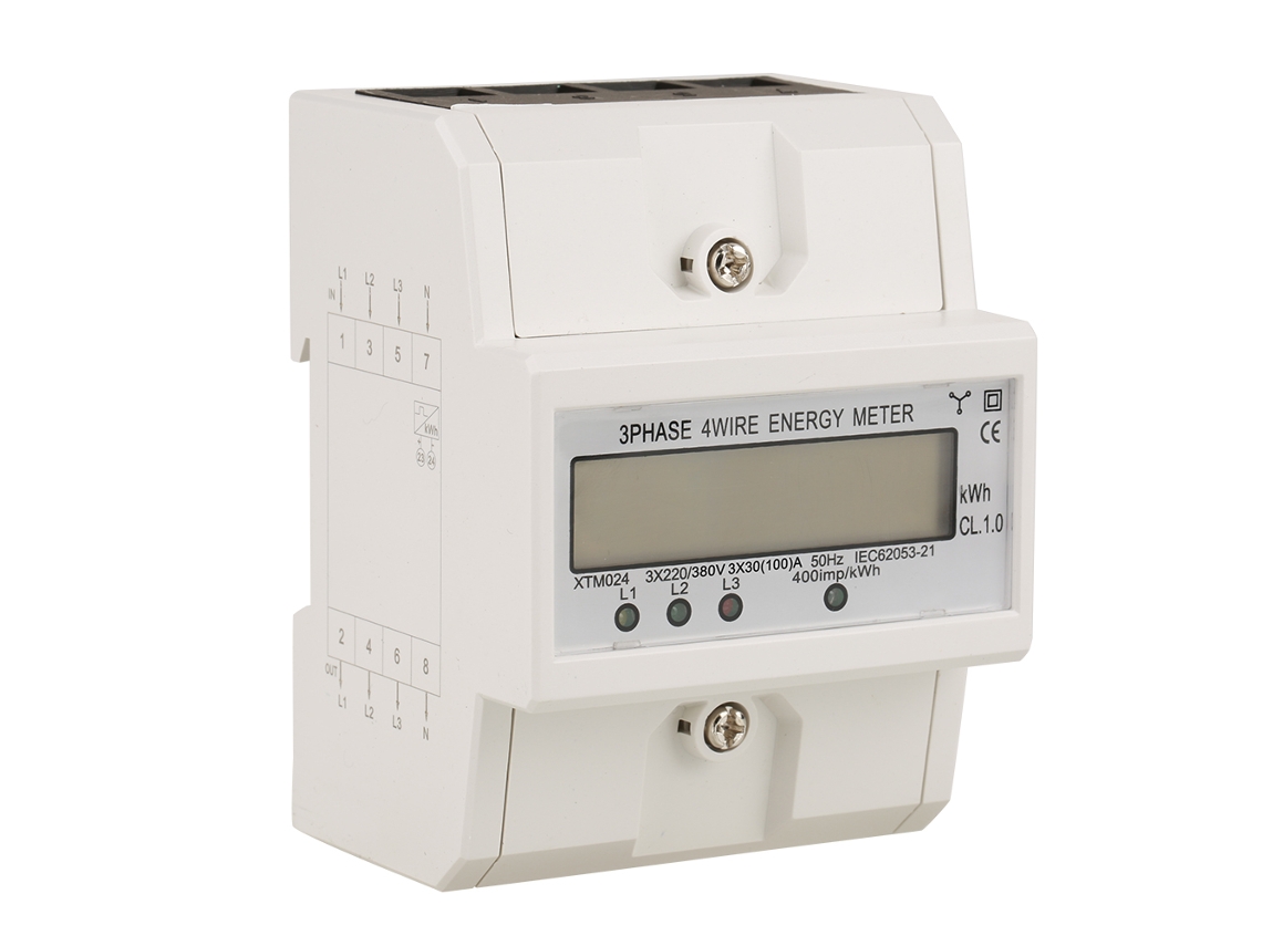 Medidor Elétrico Trifásico 4 Fios 3x220v Din Rail 30(100)a Kwh Eletrônico