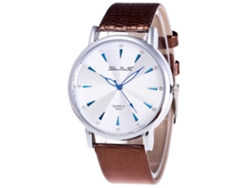 Reloj De Cuarzo Con Correa De Cuero Pu Moda Para Mujer Dial Redondo Café