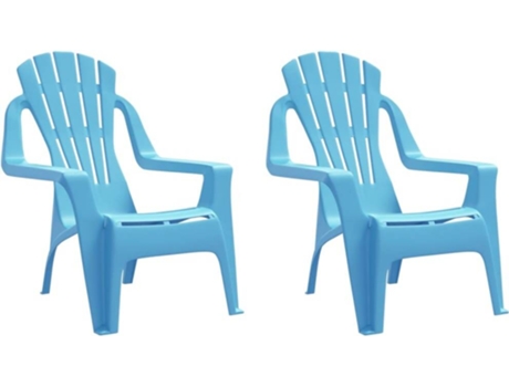 Conjunto 2 Sillas de jardín niños VIDAXL aspecto madera PP azul (37x34x44 cm)