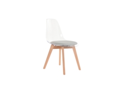 Silla Policarbonato Madera Tapizado Gris 54x47x81cm