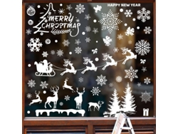 9 hojas de pegatinas navideñas para ventanas, copos de nieve de PVC reutilizables RNEMITERY