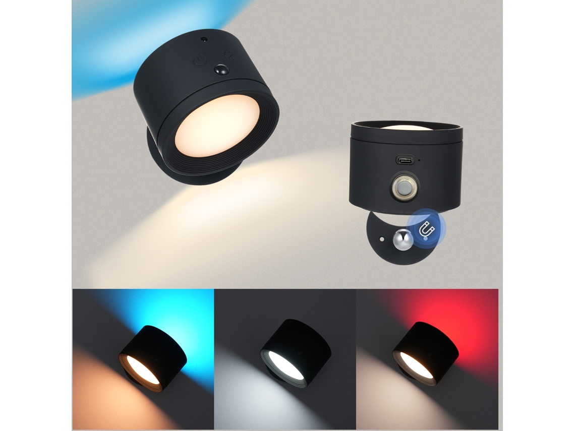 2026-lámpara De Pared Con Succión Magnética Rgb Cambio De Color 3 Temperaturas Regulables Sensor De Movimiento Control Táctil Y Remoto