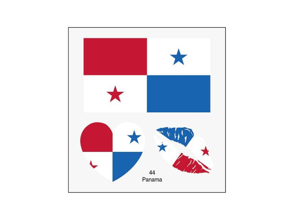 (Panamá) Juego de 50 tatuajes temporales con la bandera de Panamá, pegatinas faciales para transferencia con agua.