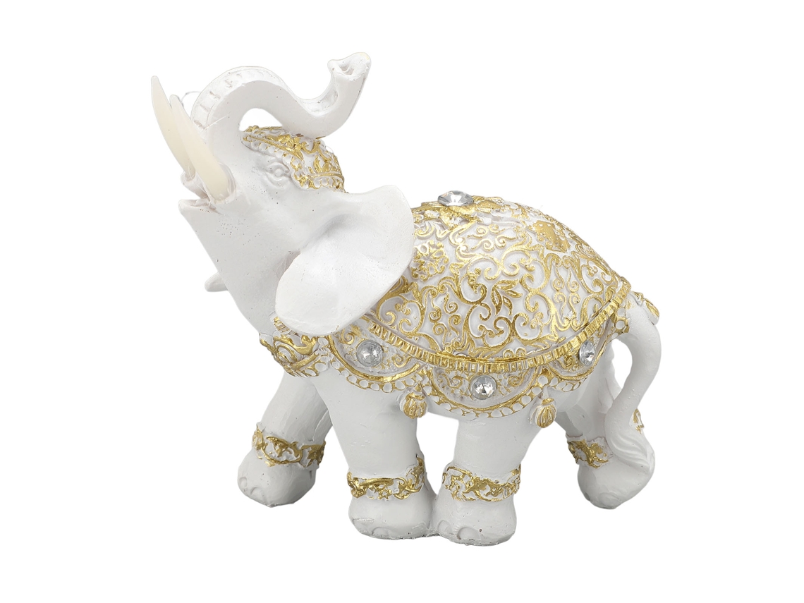 Estatua decorativa de elefante de resina blanca para el hogar.