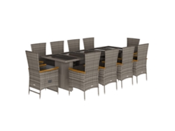 Maison Exclusive - Set De Comedor De Jardín 11 Pzas Y Cojines Ratán Sintético Gris
