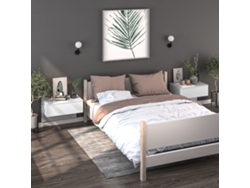 Mesitas de Noche LOVELY HOME Mesinha Montagem na Parede 2 Pcs Branco Brilhante