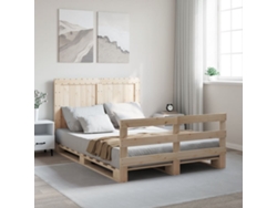 Estructura De Cama Con Cabecero Madera Maciza Pino 140x200 Cm