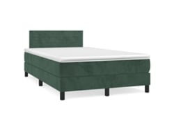 Cama Box Spring Con Colchón Terciopelo Verde Oscuro 120x190 Cm