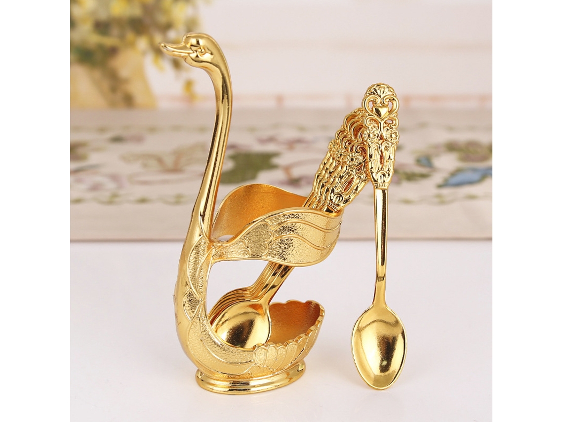 (oro + Cuchara) Tenedor De Fruta, Almacenamiento Para Cocina, Cubiertos De Metal Elegantes Y Creativos