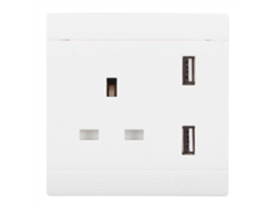 Enchufe De Pared Blanco Con Dos Puertos Usb, 13a, Para Mayor Seguridad En El Hogar/oficina.