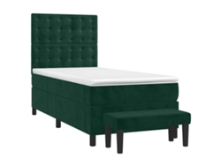 Maison Exclusive - Cama Box Spring Con Colchón Terciopelo Verde Oscuro 90x200 Cm