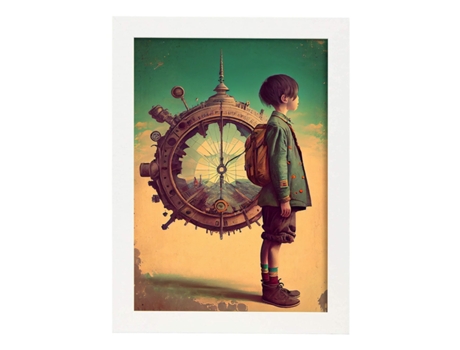 NACNIC Poster Rueda Del Tiempo En Estilo Surrealismo Cinematográfico Ilustraciones Y Grabados De Historieta Abstracta Y Artística A4 Marcos Blancos