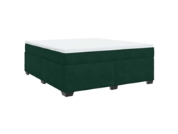 Maison Exclusive - Cama Box Spring Con Colchón Terciopelo Verde Oscuro 180x200 Cm
