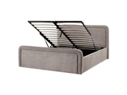 Cama De Casal Beliani Viviers De Tecido Creme 160x200