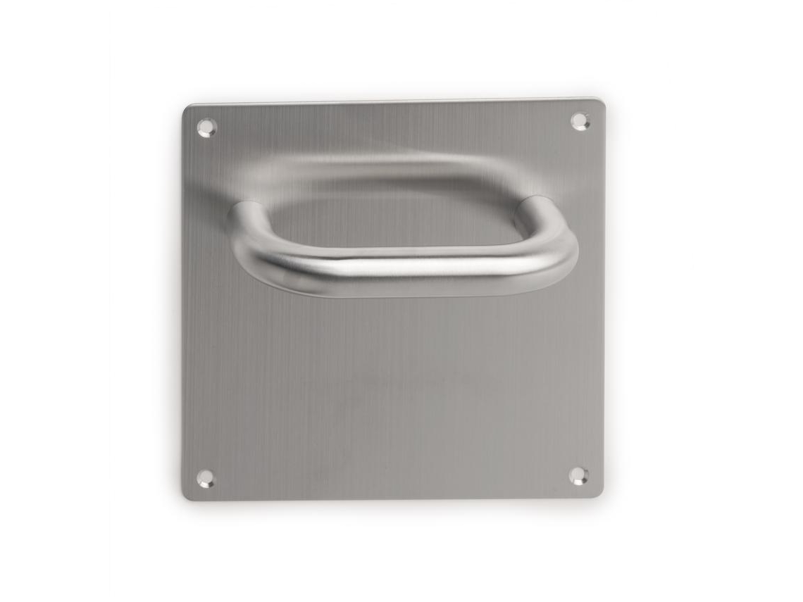 EMUCA Juego de tiradores con placas 17X17 cm para puertas de interior- En forma de U- Acero inoxidable- Níquel satinado