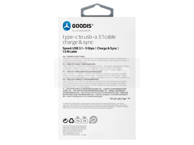 Cable GOODIS 3.1 (USB - USB-C - 1.5 m - Blanco) — USB, USB-C | 1,5 m