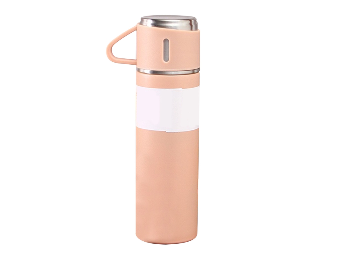 Juego De Botellas Térmicas De Acero Inoxidable De 500 Ml Con 3 Tapas Para Viajes Al Aire Libre - Rosa