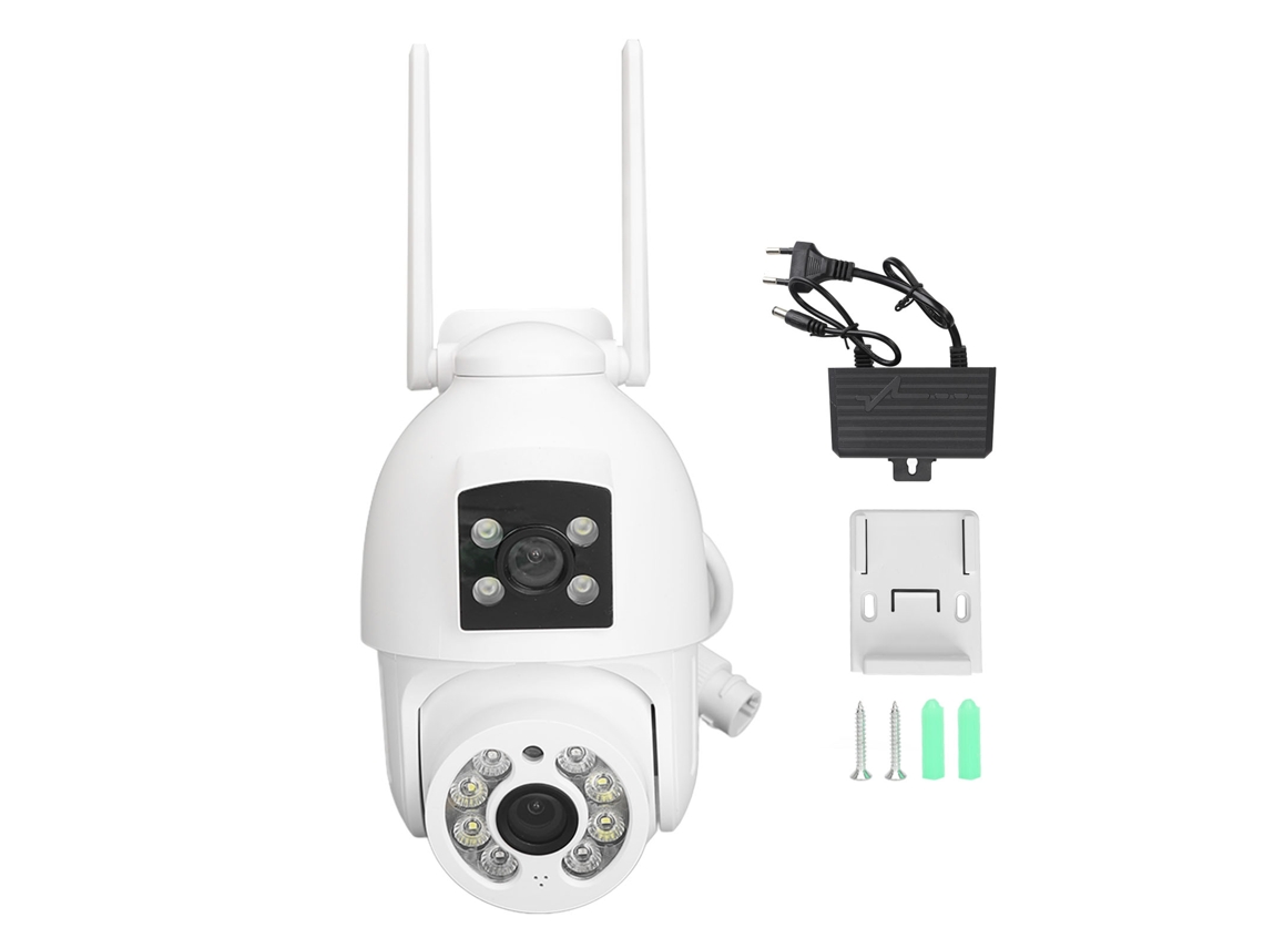 Cámara De Seguridad Dual 360° Visión Panorámica 2mp Hd Visión Nocturna Impermeable Wifi Exterior 100-240v Plug Eu