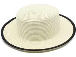 Sombrero de paja de verano HHF informal de ala plana con protección solar para la playa. Sin marca.