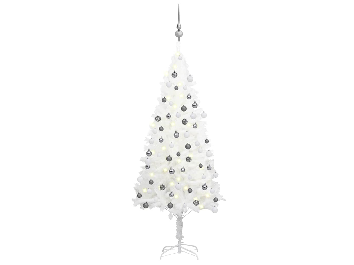 Árbol de Navidad VIDAXL preiluminado con luces y bolas blanco (120 cm)