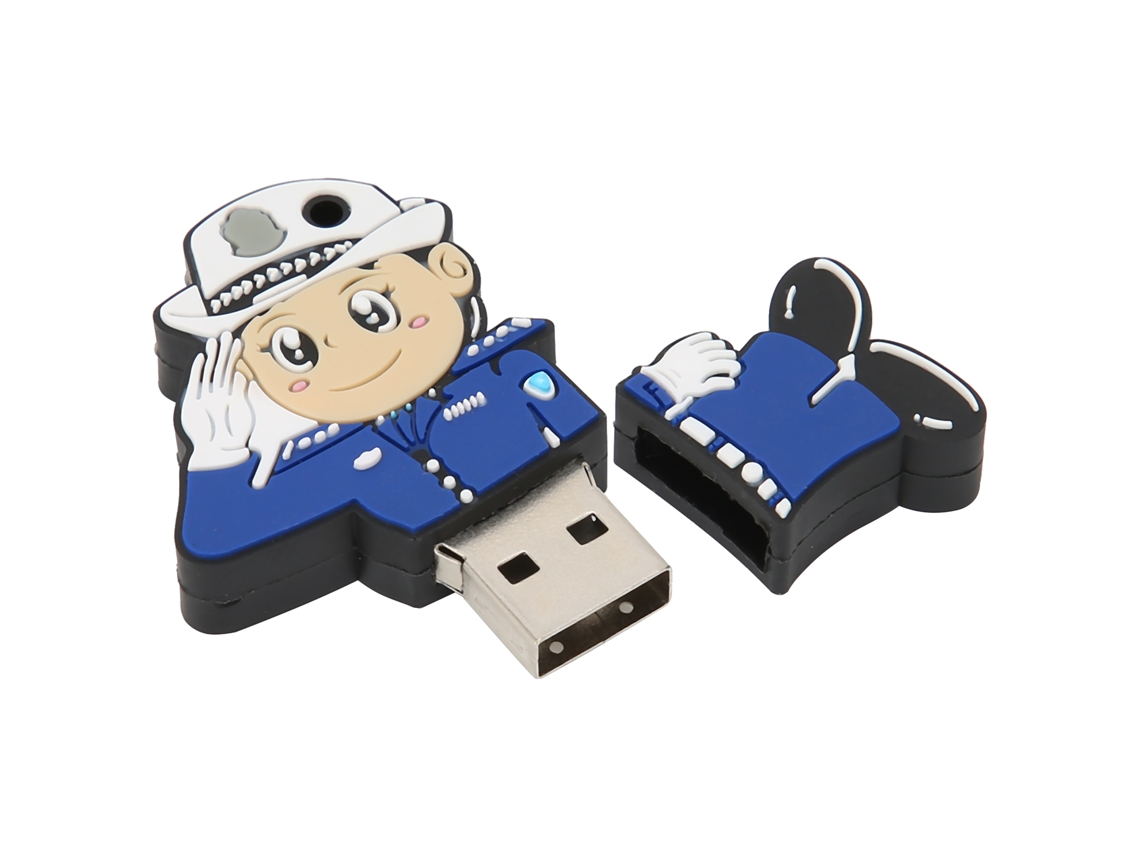 Usb2.0 32g Memoria Usb De Policía Cartoon De Goma Suave Creative Pendrive