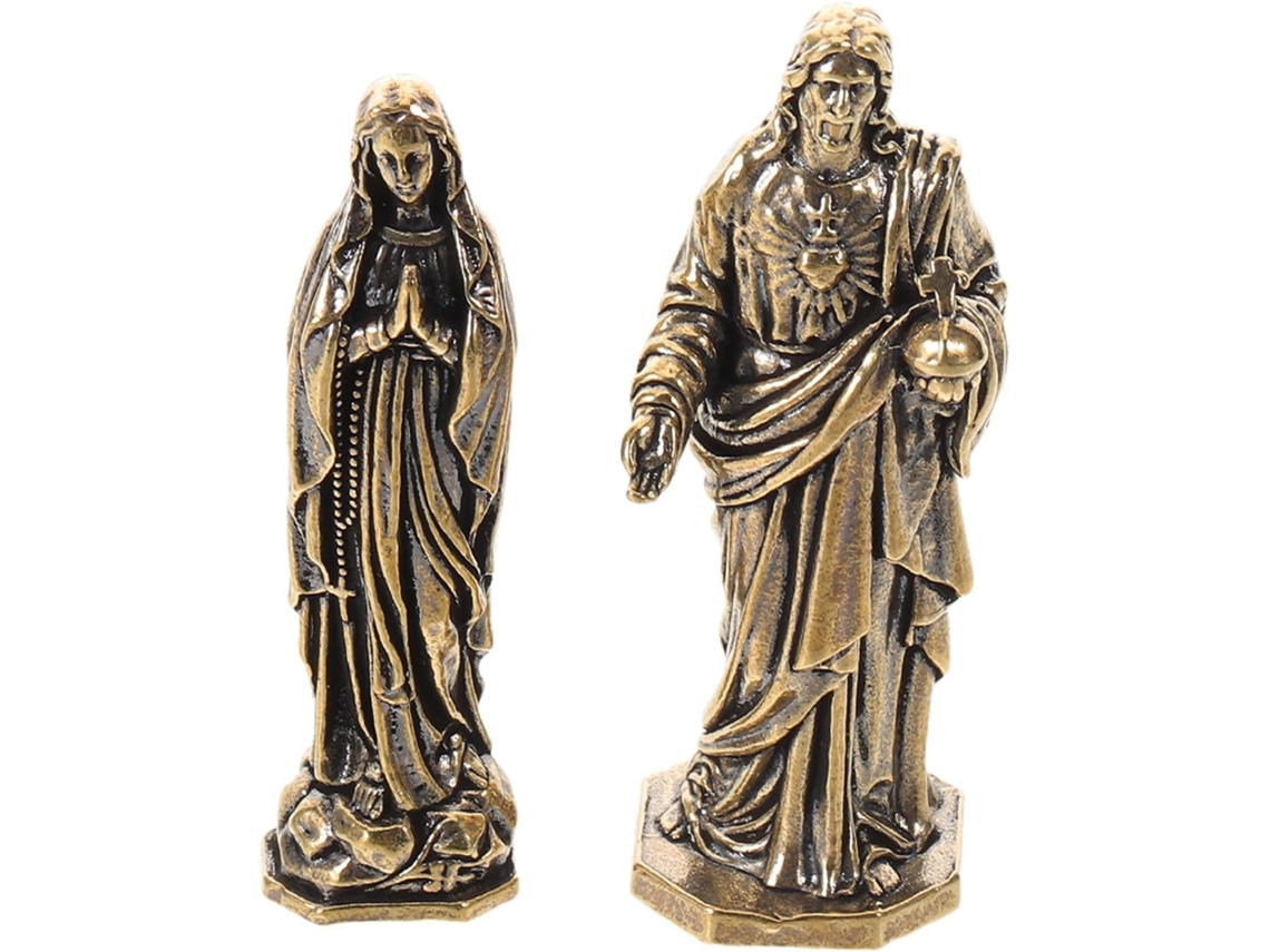 Estatuas Religiosas Latón Dorado Elegante Decoración Retro Iglesia Estantería Adorno Versátil Fácil Colocar