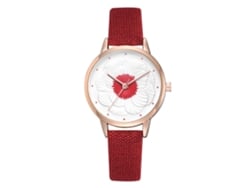 Reloj De Pulsera De Cuarzo Para Mujer, Moderno Y Sencillo, Con Esfera Roja.
