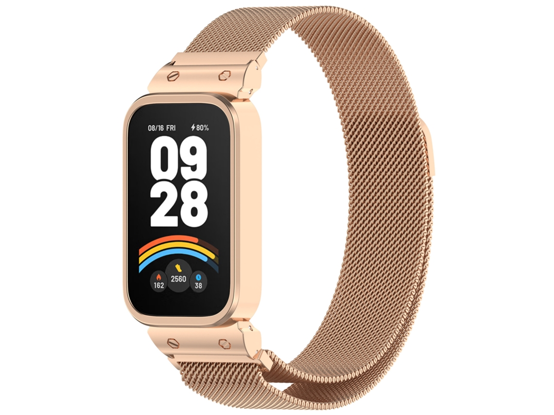 Correa De Reloj Inteligente Para Xiaomi Band 9 Active/redmi Band 3 2 En 1 Milano Metal Watch Band Con Marco De Reloj De Oro Rosa Gertiz