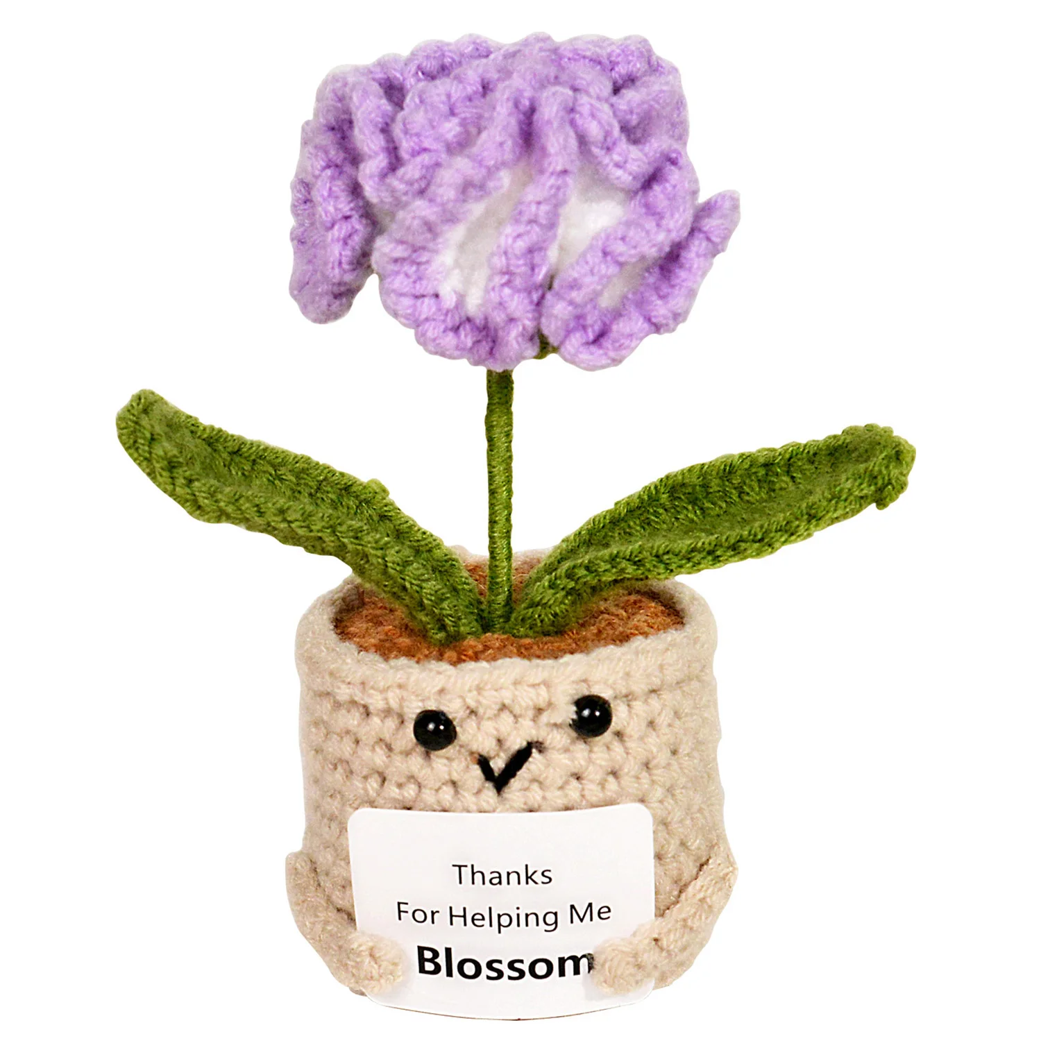 (morado) Maceta De Tela Tejida A Mano Con Decoración De Planta Artificial, Regalo Perfecto.