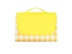 Manta de picnic para exteriores, tela Oxford, plegable, multifuncional, resistente a la arena, para playa, color amarillo a cuadros, 1 mx1,5 m