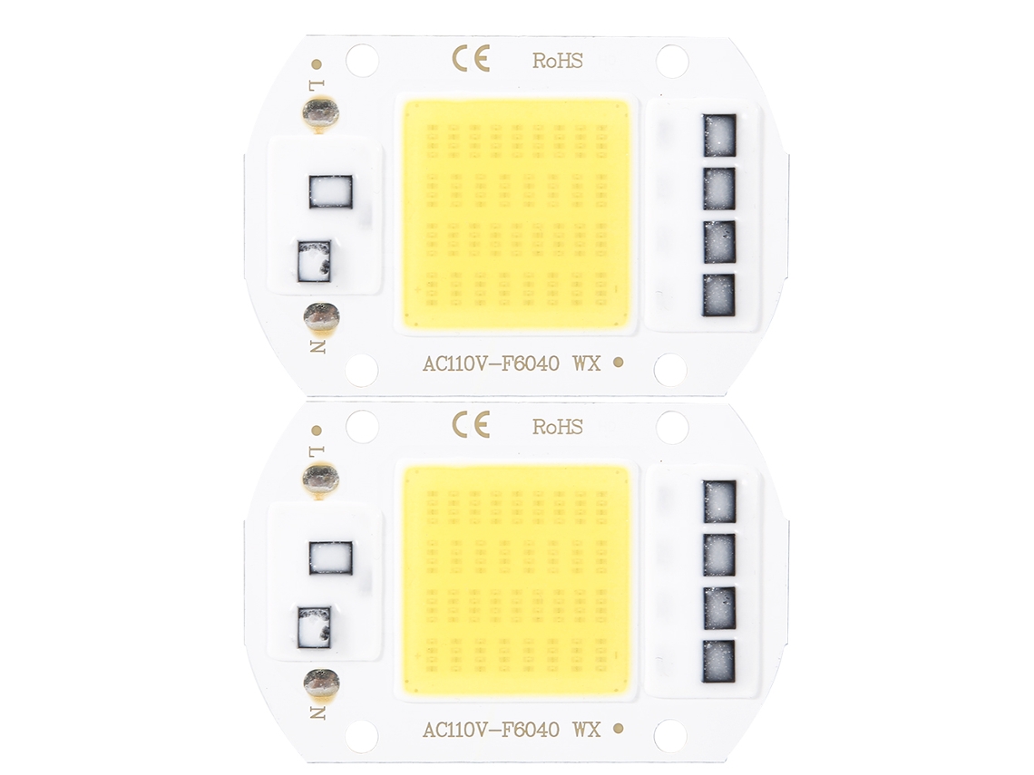 2026-2pcs Chip De Luz Cob Led Integrado 50w Ac110v Alto Brillo 6x4cm Cálido