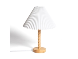Lámpara De Mesa Madera Y Tela Moorea Branco