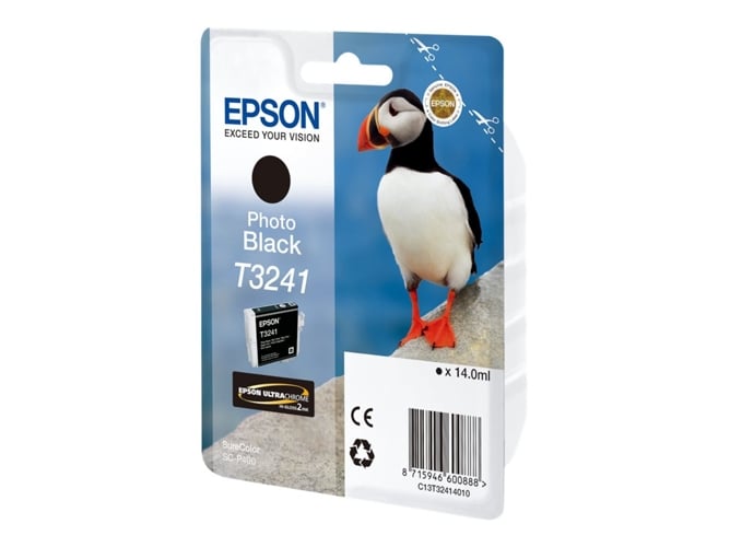 Cartucho de tinta original EPSON, T3241, Puffin 14 ml , Negro, C13T32414010