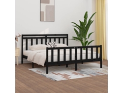 Estructura De Cama Sin Colchón Madera De Pino Negro 200x200 Cm