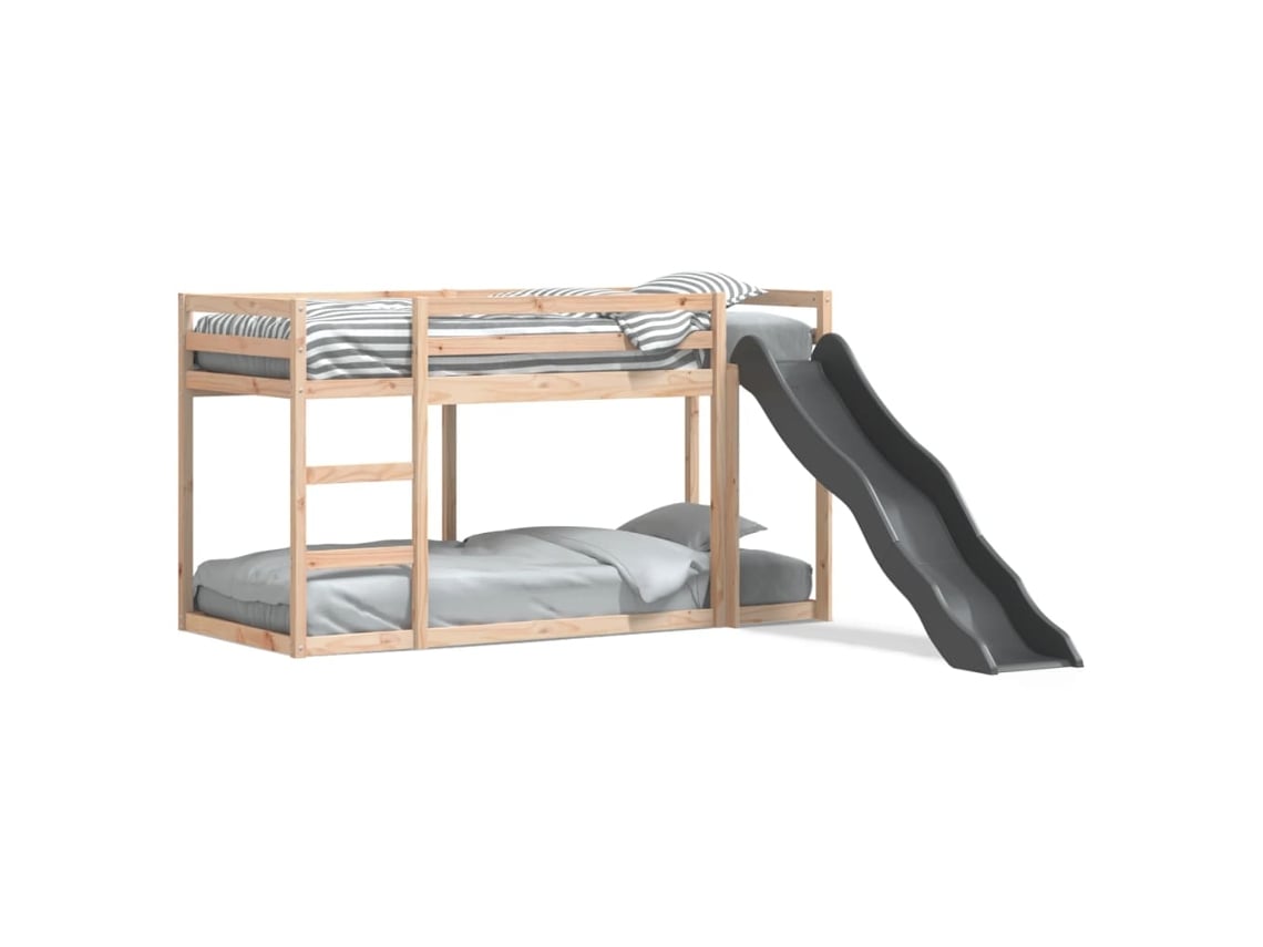 Litera con tobogán y escalera 90x190 cm madera maciza de pino Dkd Home Decor