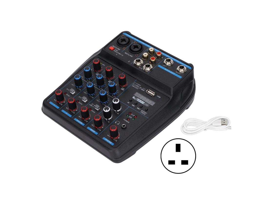 Mezclador De Audio Digital De 4 Canales Con Usb Y Bluetooth Para Dj, Pc Y Transmisión En Directo. Enchufe Británico De 110-240 V.