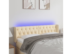 Cabecero Con Led De Tela Crema 163x16x78/88 Cm