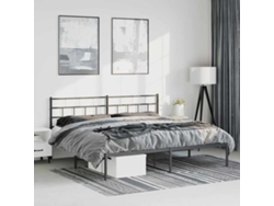 Estructura Cama Sin Colchón Con Cabecero Metal Negro 193x203 Cm