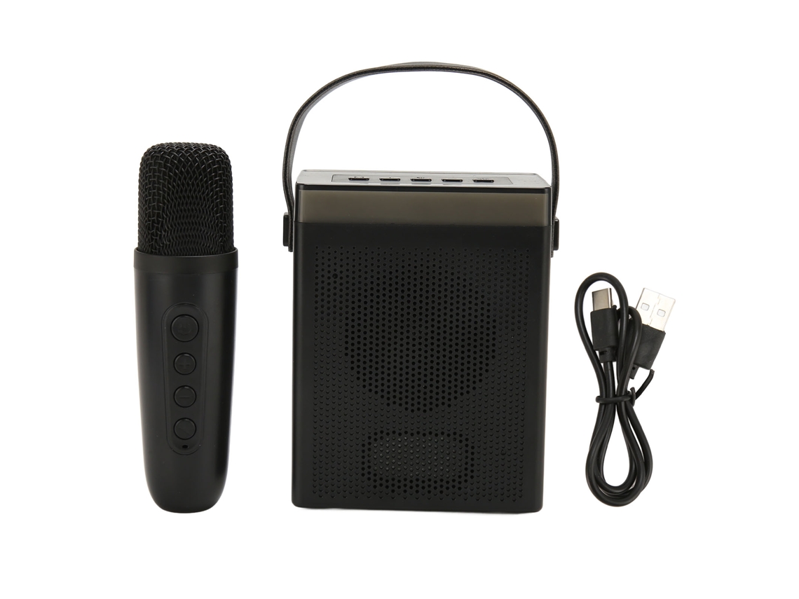 Set De Máquina De Karaoke Con Luz Rgb, Altavoz Bluetooth Recargable Y 1 Micrófono Inalámbrico - Negro