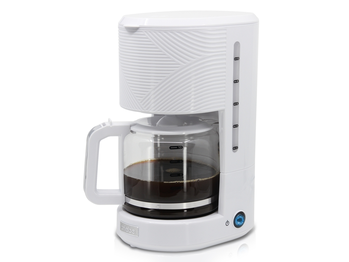 Cafetera de goteo Briebe CM1171WHT Elegance de 10 tazas, filtro reutilizable, mantiene caliente, antigoteo, 1,25 l, color blanco