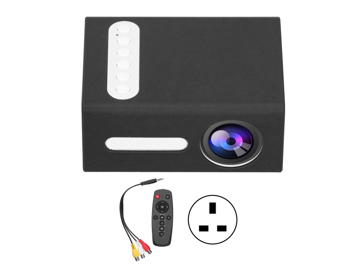 Projetor Led Portátil Mini Doméstico T300 Reprodutor De Vídeo Multimídia Home Theater Branco Preto