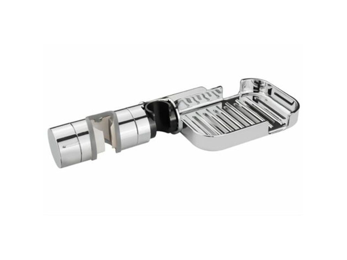 Soporte De Ducha Ajustable Con Jabonera, Apto Para Tuberías Redondas De 18-28 Mm, Cromado.