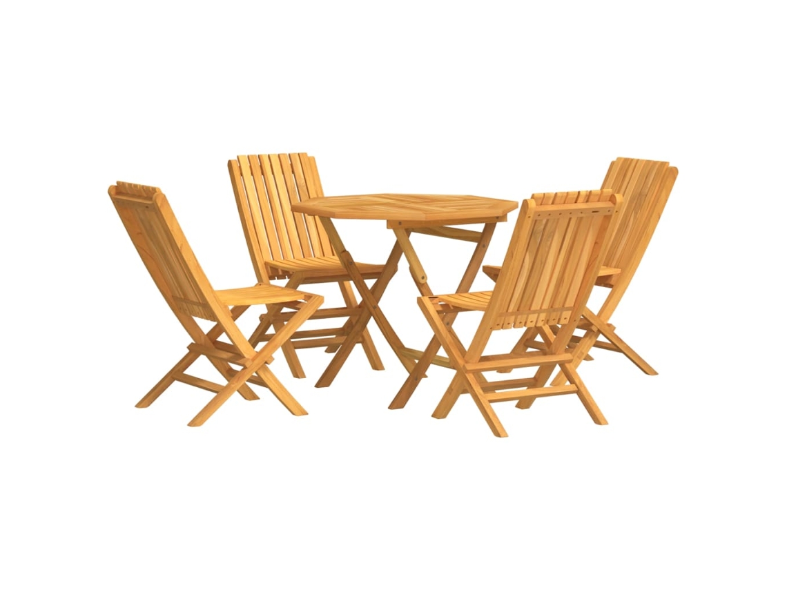 Conjunto 5 de comedor para jardín VIDAXL madera maciza de teca