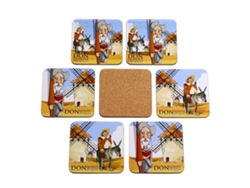 Pack de 6 Bases para Vasos JAVIER (10 x 10 cm - Madera y Corcho)