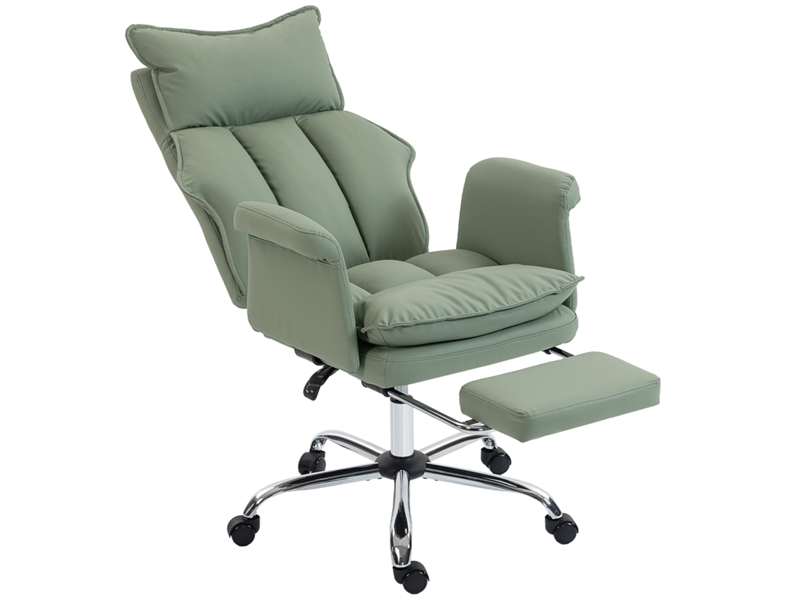 Silla De Oficina Reclinable Con Reposapiés, Color Verde.