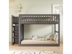 Litera 140x200 cm en Madera Maciza con 4 Cajones Laterales Estilo Gris